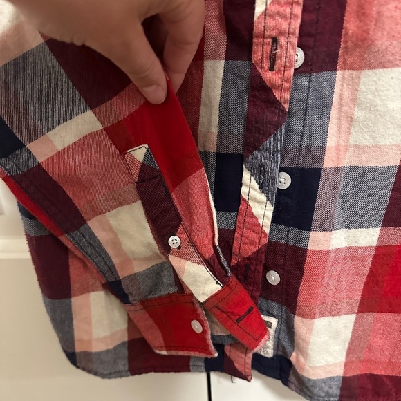 Roots Red Blue White Plaid Button Down Shirt Flannel Size Small - Picture 5 of 7